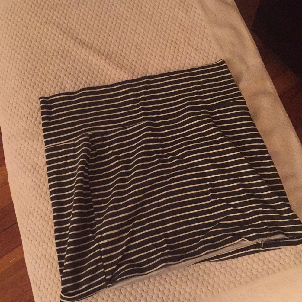 Black and white striped mini skirt